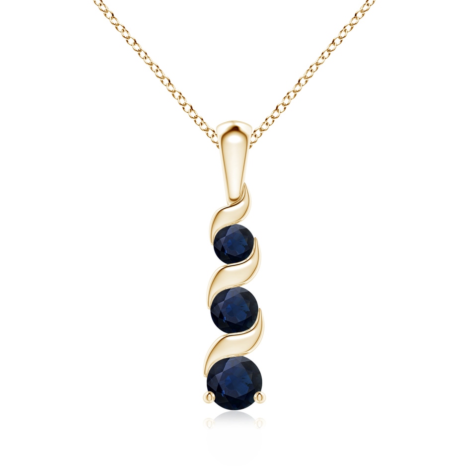 4mm A Channel-Set Round Sapphire Three Stone Journey Pendant in Yellow Gold 