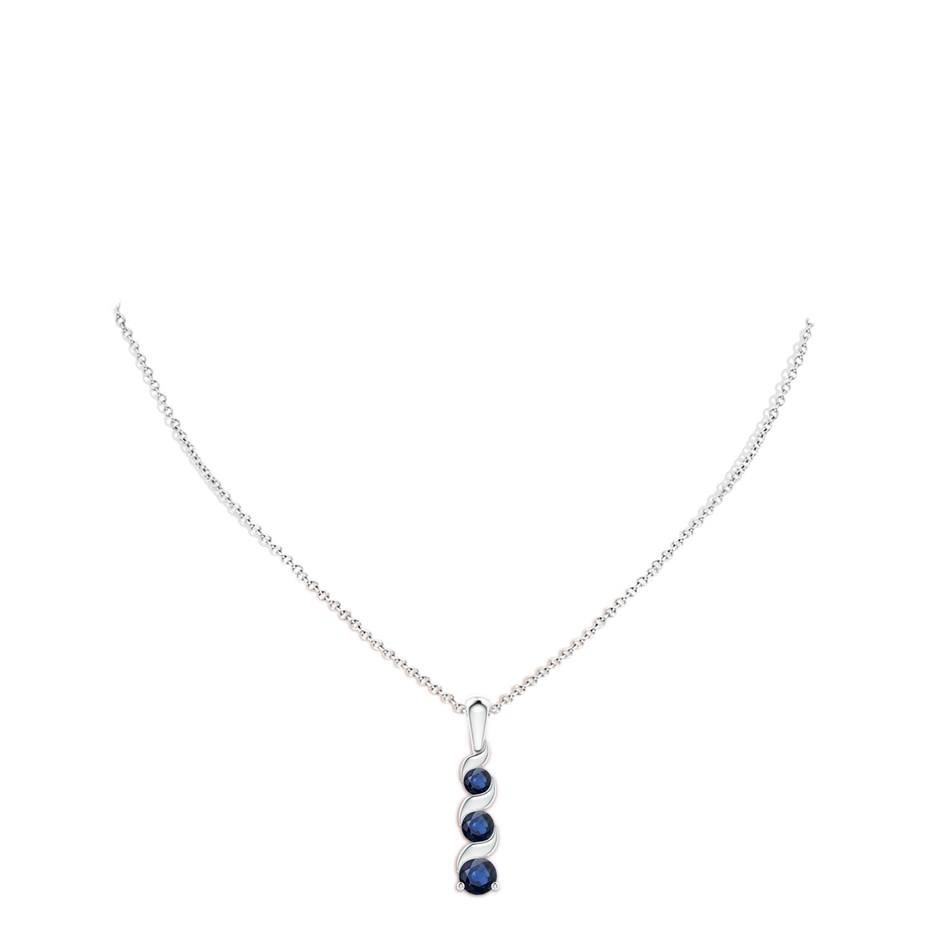 4mm AA Channel-Set Round Sapphire Three Stone Journey Pendant in S999 Silver pen