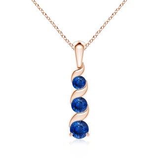 4mm AAA Channel-Set Round Sapphire Three Stone Journey Pendant in Rose Gold