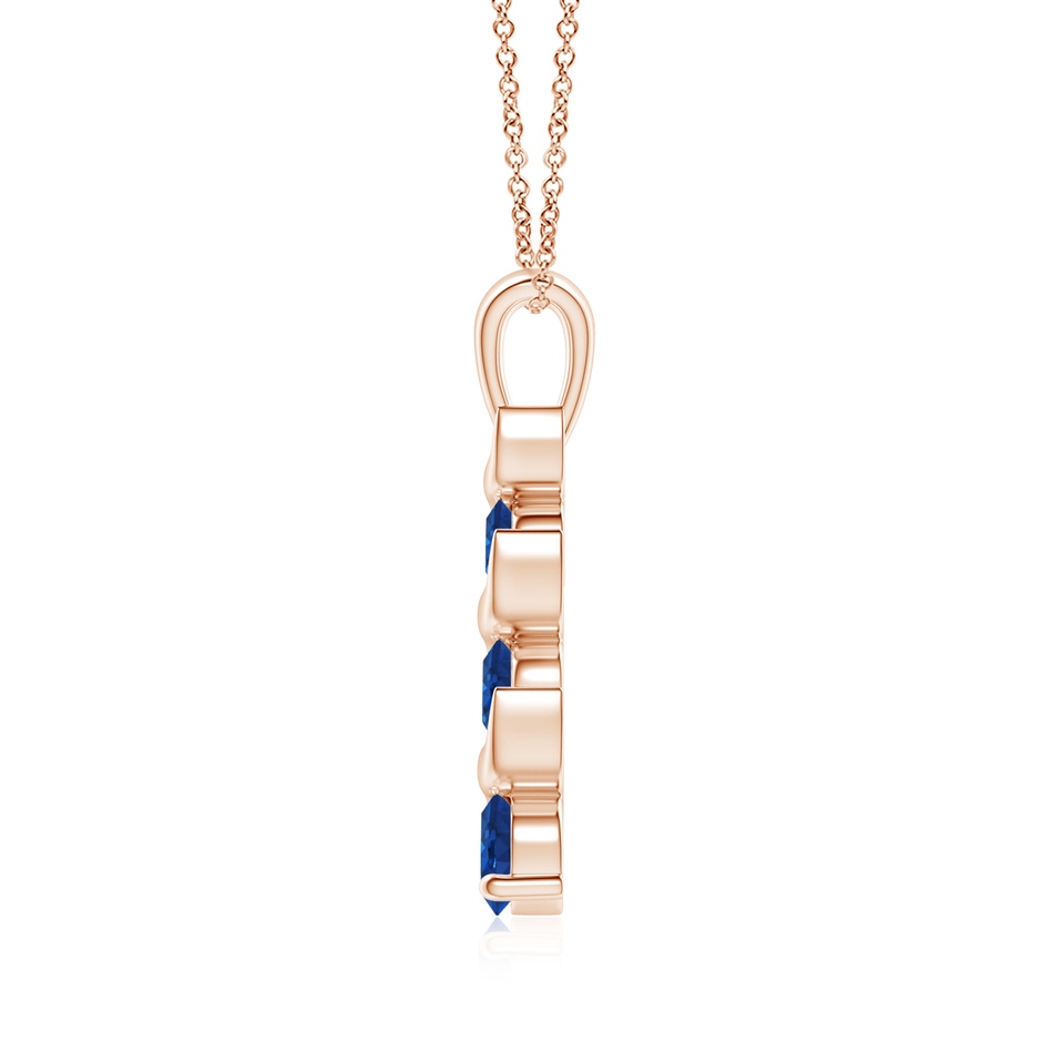 4mm AAA Channel-Set Round Sapphire Three Stone Journey Pendant in Rose Gold side 199