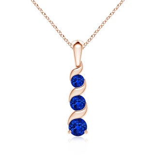4mm AAAA Channel-Set Round Sapphire Three Stone Journey Pendant in 18K Rose Gold