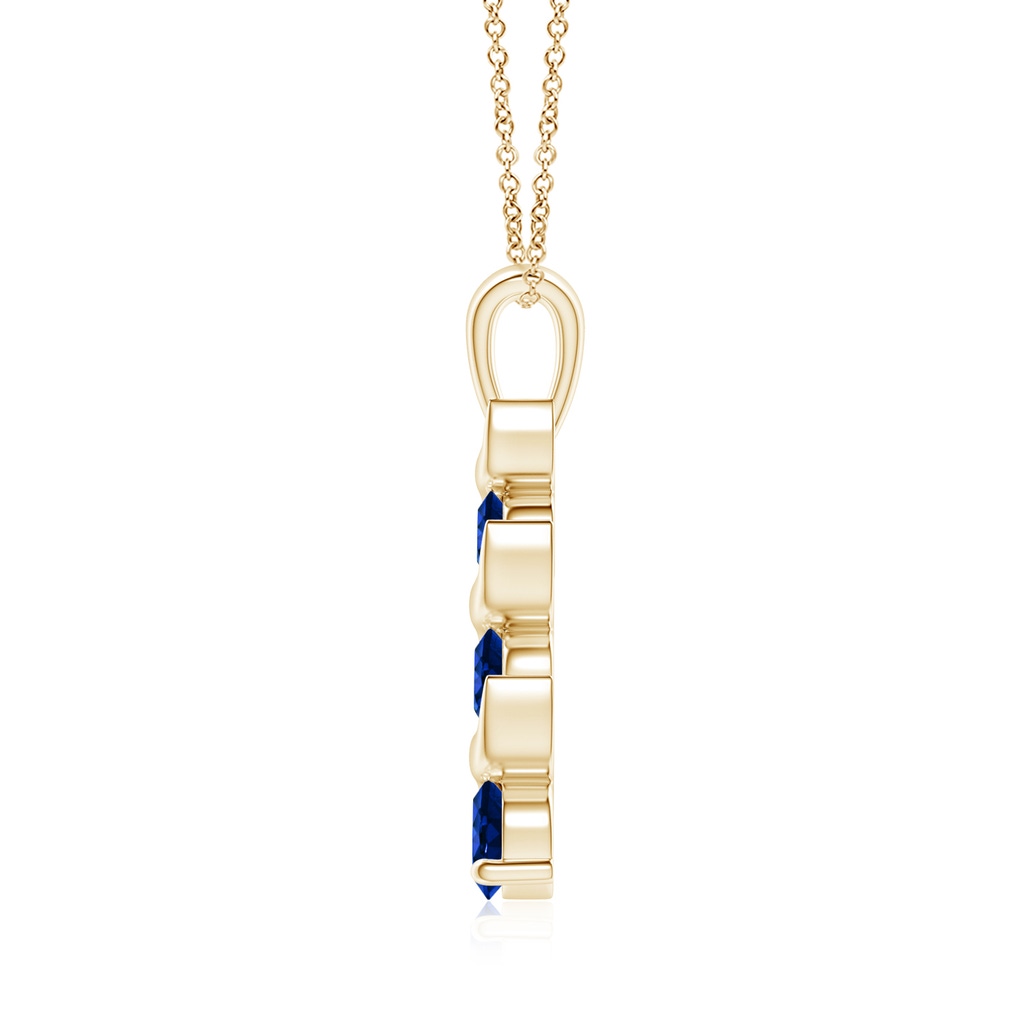 4mm AAAA Channel-Set Round Sapphire Three Stone Journey Pendant in Yellow Gold Side 199