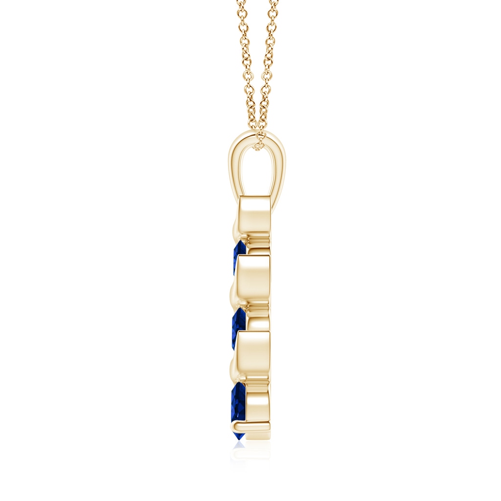 4mm AAAA Channel-Set Round Sapphire Three Stone Journey Pendant in Yellow Gold - side 199