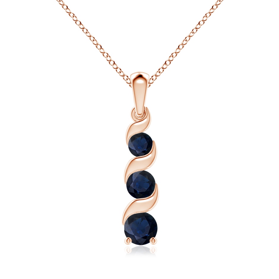 6mm A Channel-Set Round Sapphire Three Stone Journey Pendant in Rose Gold 