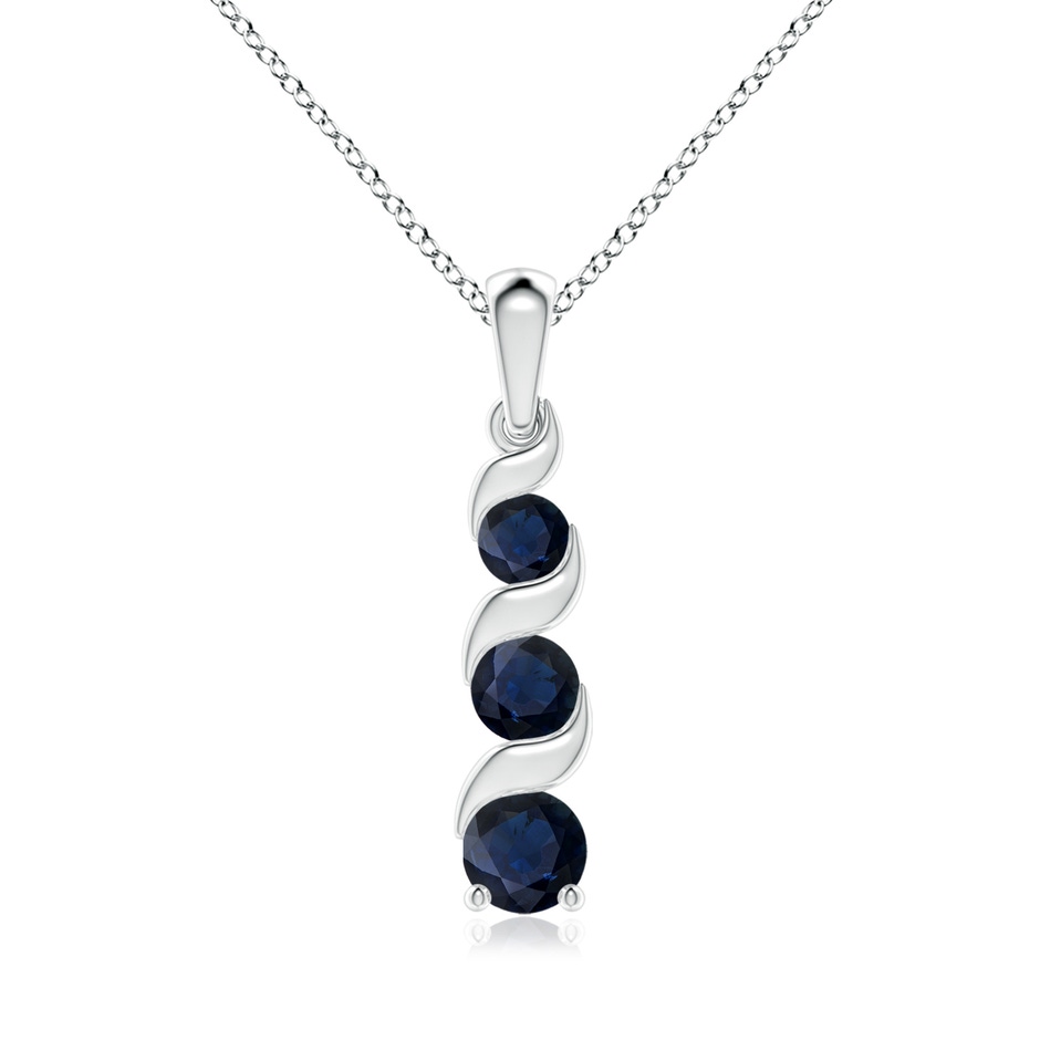 6mm A Channel-Set Round Sapphire Three Stone Journey Pendant in White Gold 