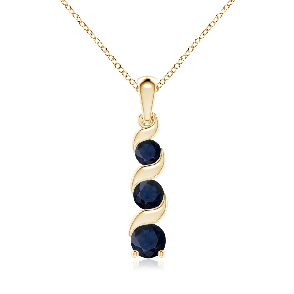 6mm A Channel-Set Round Sapphire Three Stone Journey Pendant in Yellow Gold 