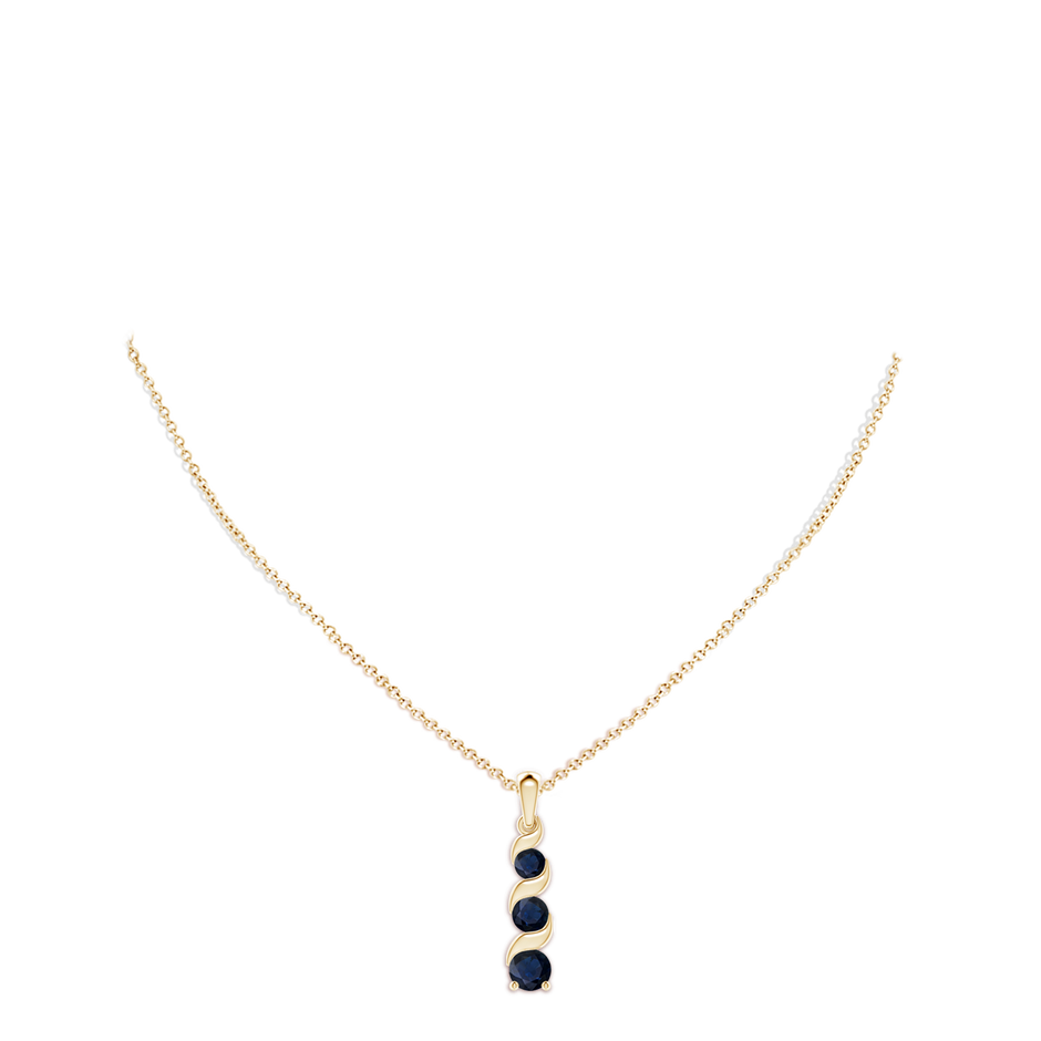 6mm A Channel-Set Round Sapphire Three Stone Journey Pendant in Yellow Gold pen