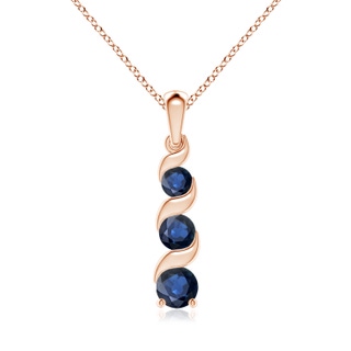6mm AA Channel-Set Round Sapphire Three Stone Journey Pendant in 18K Rose Gold