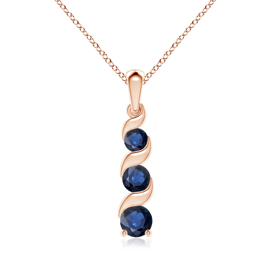 6mm AA Channel-Set Round Sapphire Three Stone Journey Pendant in Rose Gold 