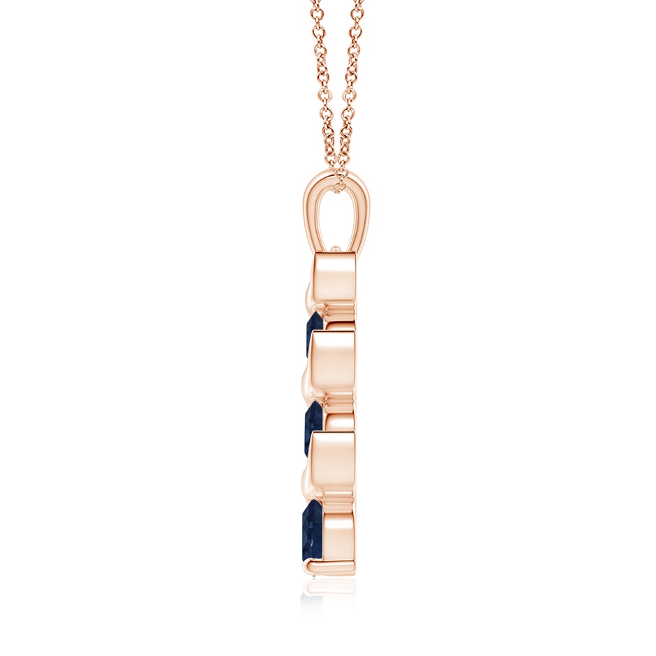 6mm AA Channel-Set Round Sapphire Three Stone Journey Pendant in Rose Gold side 199