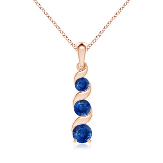 6mm AAA Channel-Set Round Sapphire Three Stone Journey Pendant in 9K Rose Gold