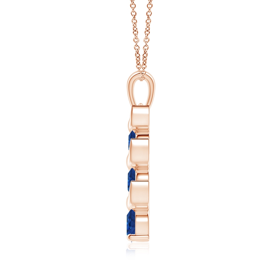 6mm AAA Channel-Set Round Sapphire Three Stone Journey Pendant in Rose Gold side 199