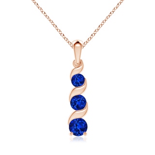 6mm Lab-Grown Channel-Set Round Sapphire Three Stone Journey Pendant in 10K Rose Gold