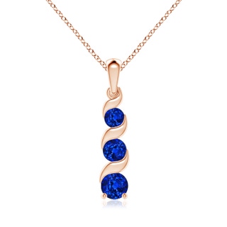 6mm AAAA Channel-Set Round Sapphire Three Stone Journey Pendant in 9K Rose Gold