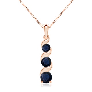 7mm A Channel-Set Round Sapphire Three Stone Journey Pendant in 18K Rose Gold