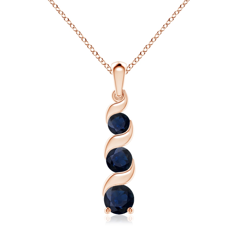7mm A Channel-Set Round Sapphire Three Stone Journey Pendant in Rose Gold 