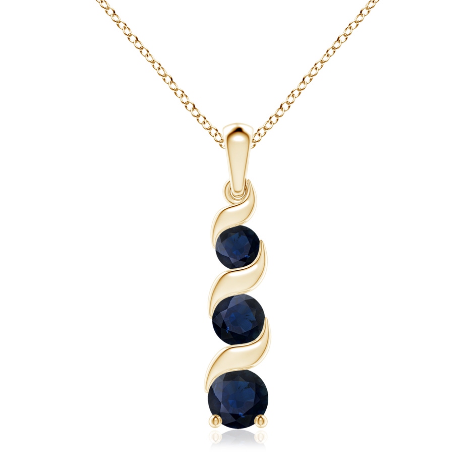 7mm A Channel-Set Round Sapphire Three Stone Journey Pendant in Yellow Gold 