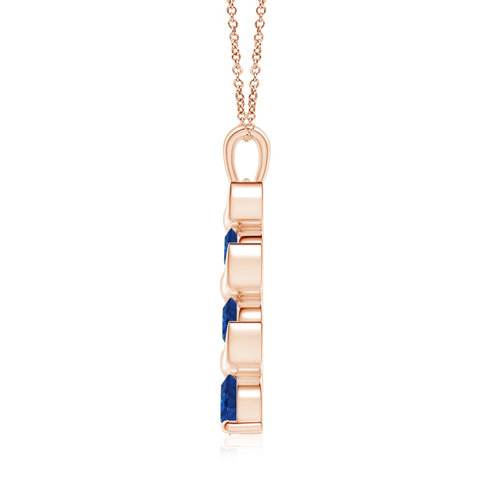 7mm AAA Channel-Set Round Sapphire Three Stone Journey Pendant in Rose Gold side 199