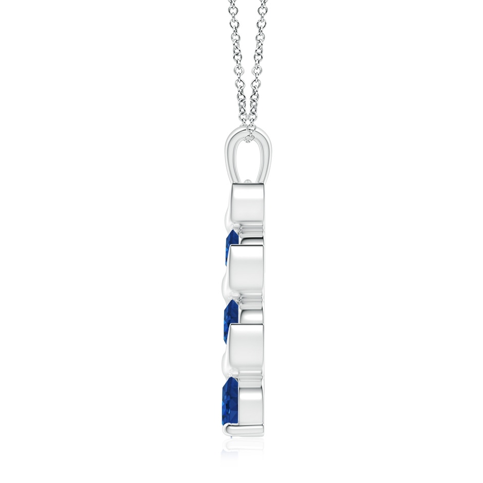 7mm AAA Channel-Set Round Sapphire Three Stone Journey Pendant in White Gold side 199