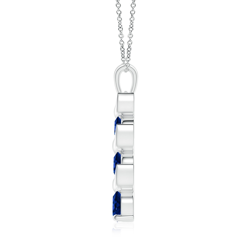 7mm Lab-Grown Channel-Set Round Sapphire Three Stone Journey Pendant in S999 Silver side 199