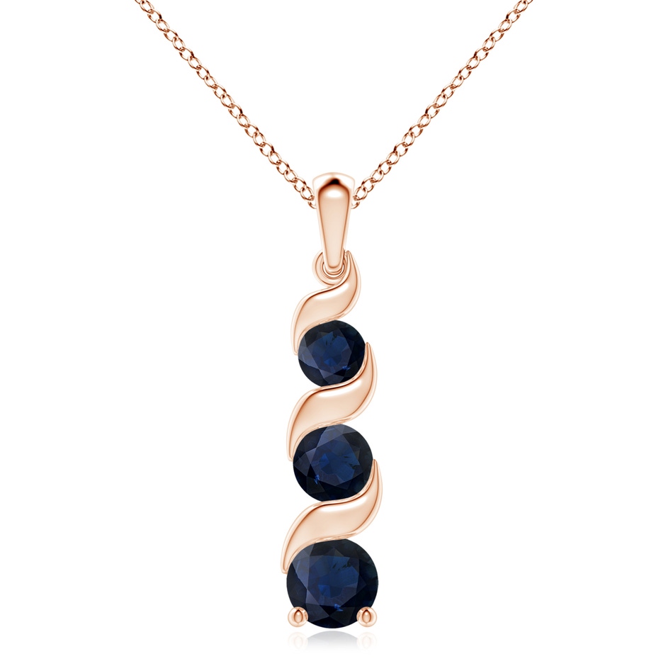 8mm A Channel-Set Round Sapphire Three Stone Journey Pendant in Rose Gold 