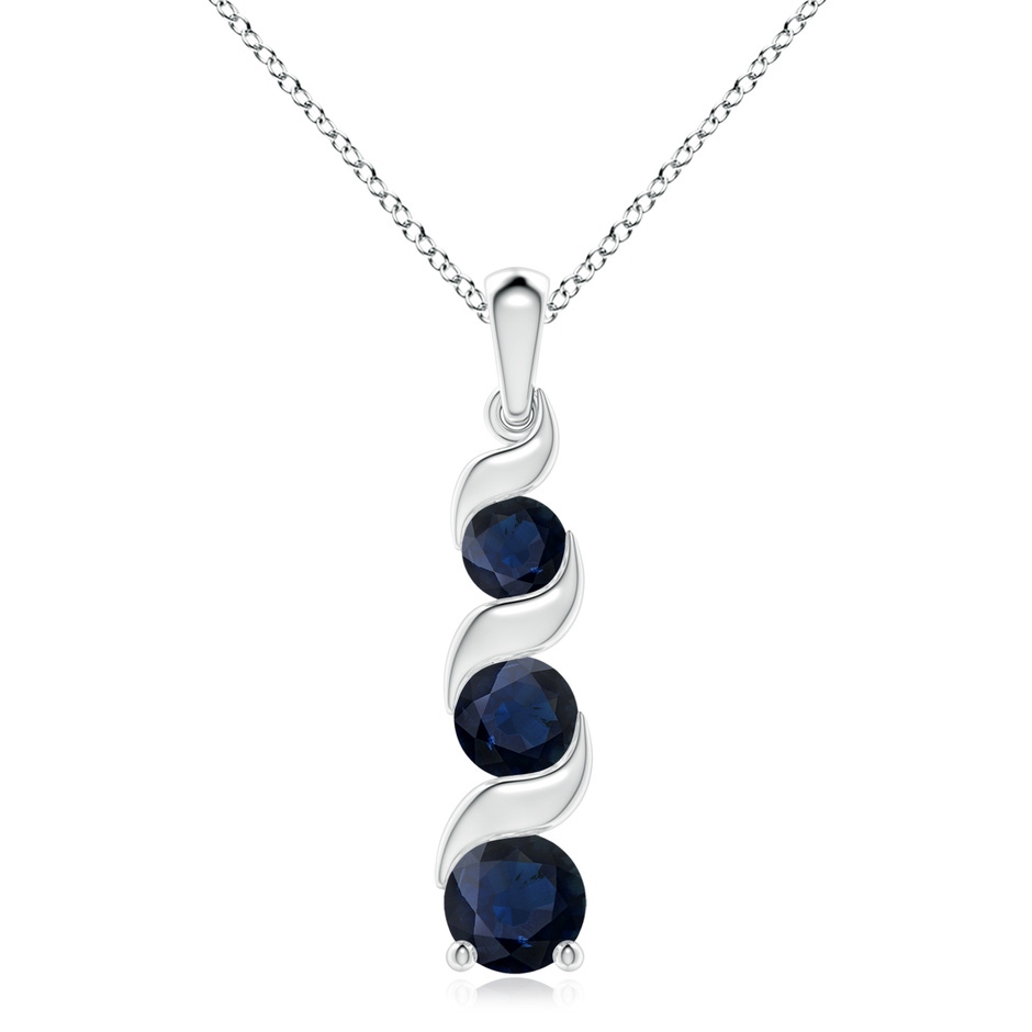 8mm A Channel-Set Round Sapphire Three Stone Journey Pendant in White Gold 