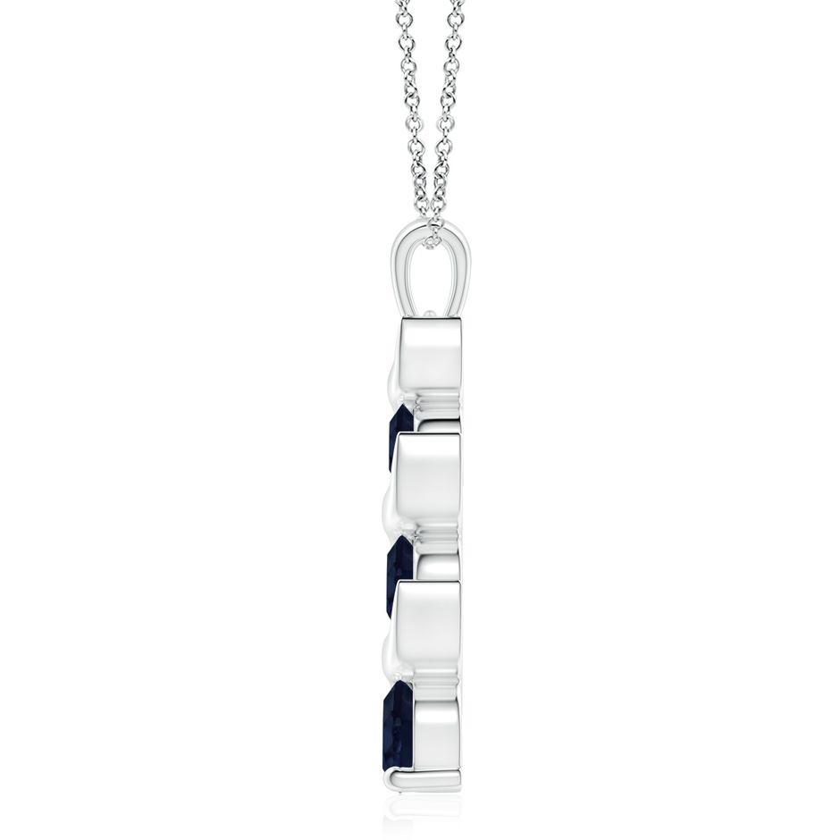 8mm A Channel-Set Round Sapphire Three Stone Journey Pendant in White Gold side 199