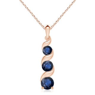 8mm AA Channel-Set Round Sapphire Three Stone Journey Pendant in 18K Rose Gold