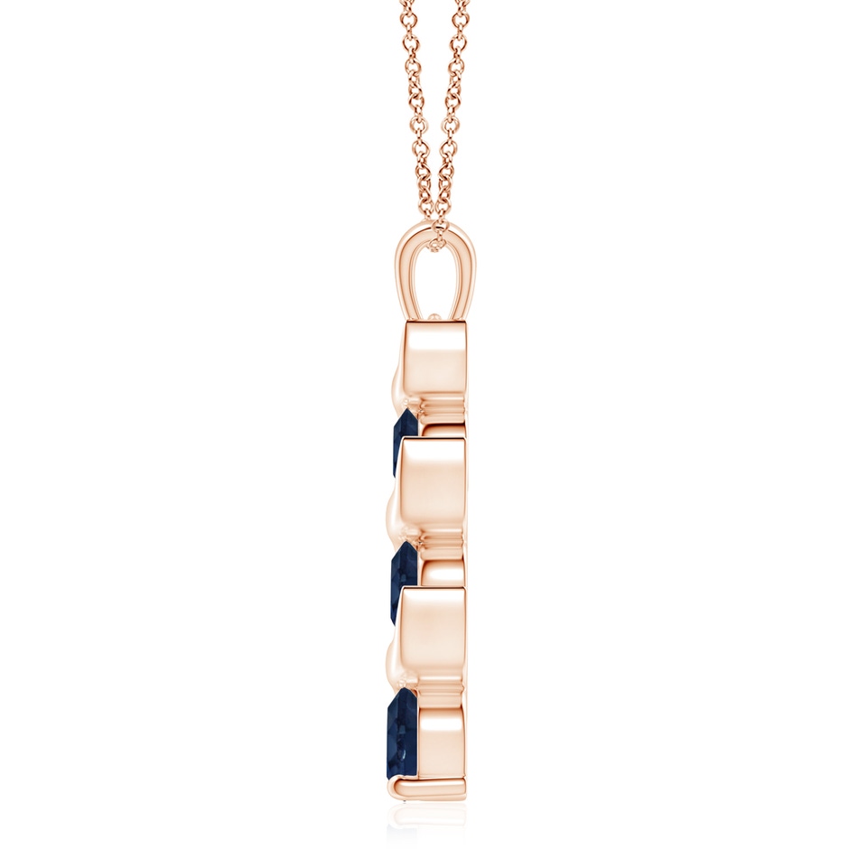 8mm AA Channel-Set Round Sapphire Three Stone Journey Pendant in Rose Gold side 199