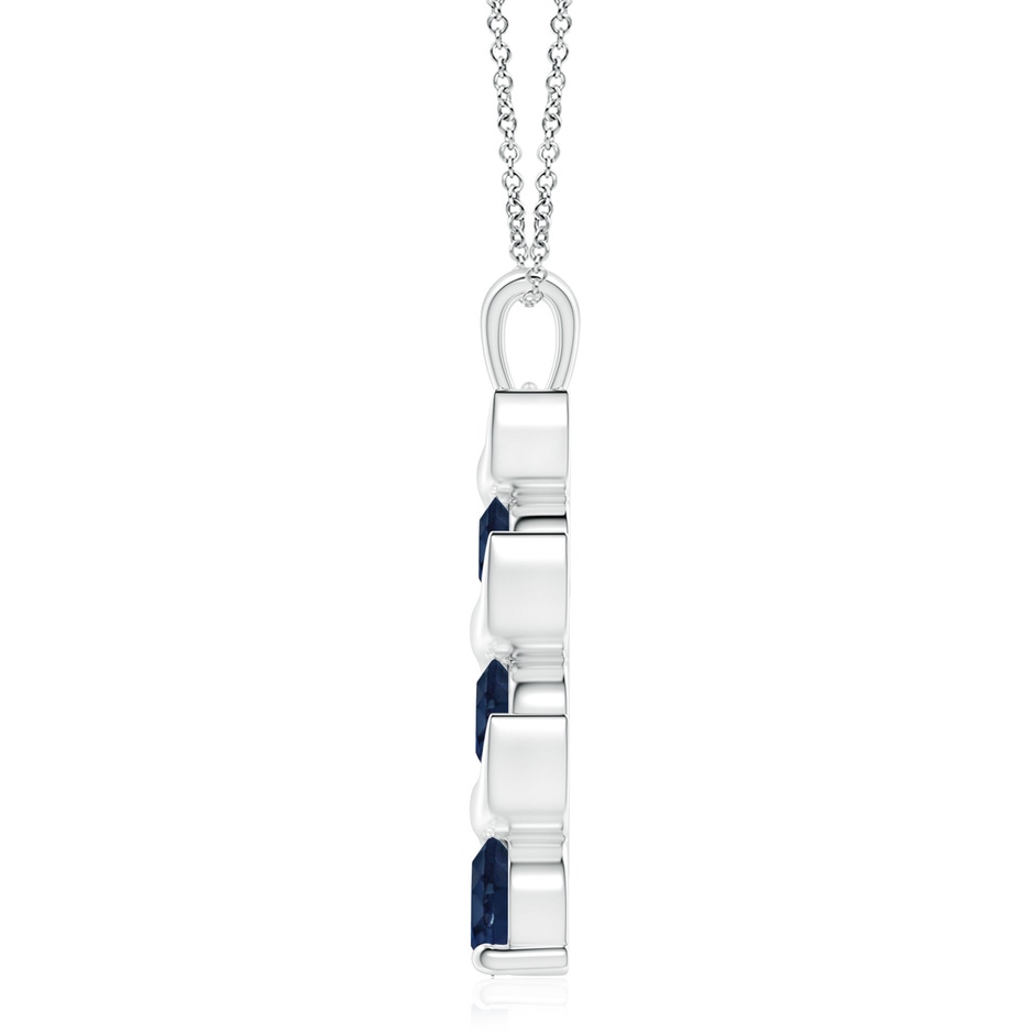 8mm AA Channel-Set Round Sapphire Three Stone Journey Pendant in White Gold side 199