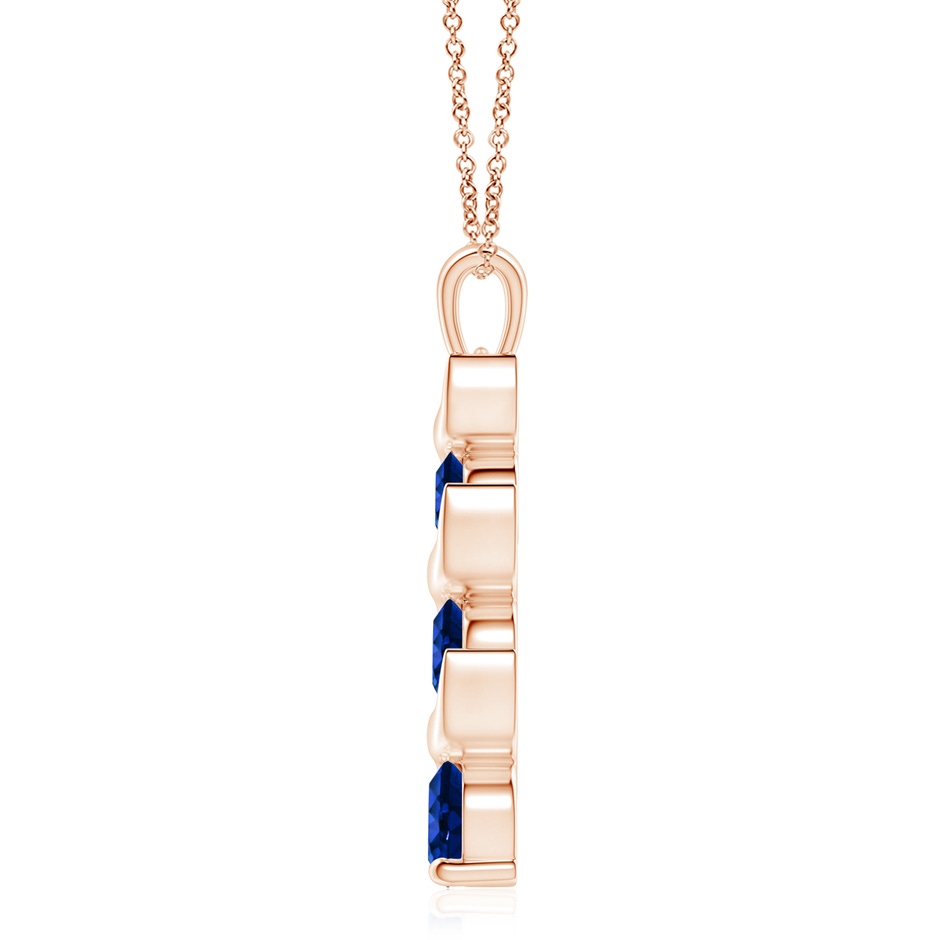 8mm Lab-Grown Channel-Set Round Sapphire Three Stone Journey Pendant in Rose Gold side 199