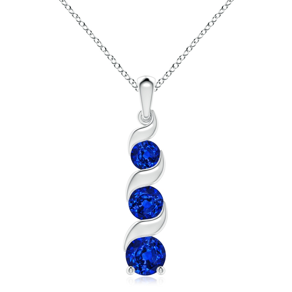 8mm AAAA Channel-Set Round Sapphire Three Stone Journey Pendant in S999 Silver 