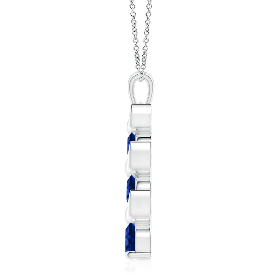 8mm AAAA Channel-Set Round Sapphire Three Stone Journey Pendant in S999 Silver side 199