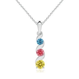5.1mm AAAA Channel-Set Round Fancy Intense Multi-Color Diamond Three Stone Journey Pendant in P950 Platinum