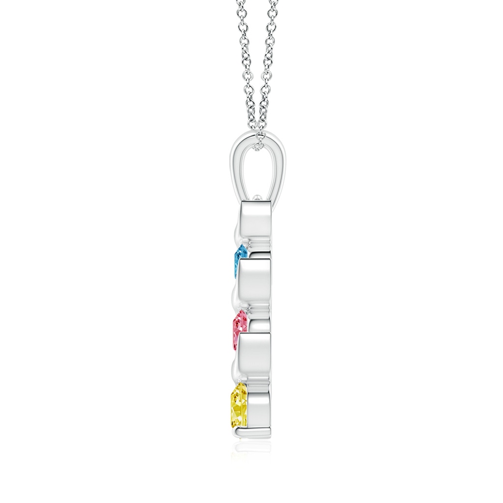 5.1mm AAAA Channel-Set Round Fancy Intense Multi-Color Diamond Three Stone Journey Pendant in P950 Platinum - side 199