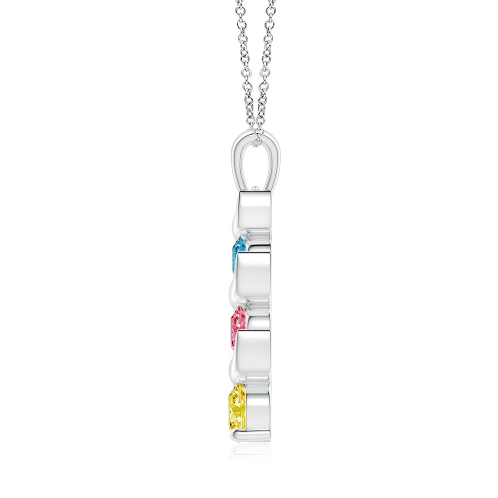 6.4mm AAAA Channel-Set Round Fancy Intense Multi-Color Diamond Three Stone Journey Pendant in White Gold - side 199
