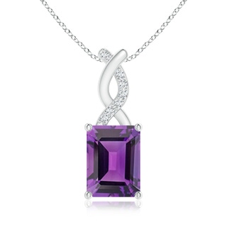 8x6mm AAA Amethyst Pendant with Diamond Entwined Bale in White Gold