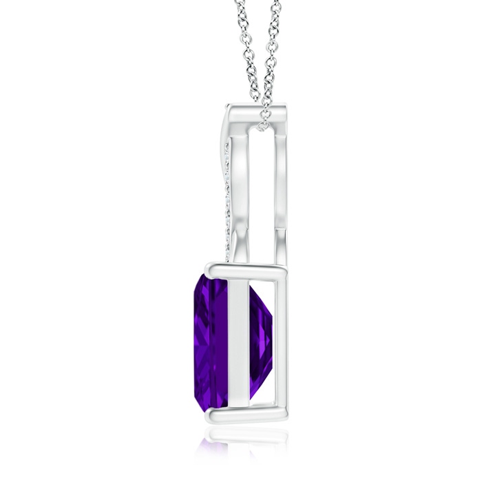8x6mm AAAA Amethyst Pendant with Diamond Entwined Bale in S999 Silver product image