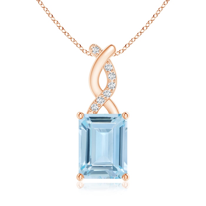 8x6mm AA Aquamarine Pendant with Diamond Entwined Bale in Rose Gold 