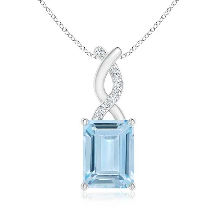 8x6mm AA Aquamarine Pendant with Diamond Entwined Bale in White Gold 