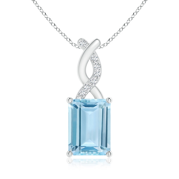 8x6mm AAA Aquamarine Pendant with Diamond Entwined Bale in White Gold 