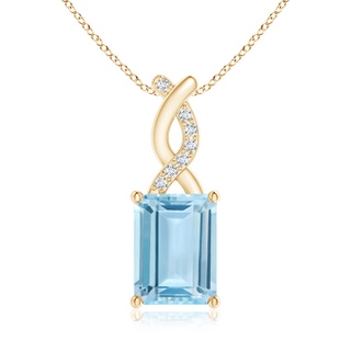 8x6mm AAA Aquamarine Pendant with Diamond Entwined Bale in Yellow Gold