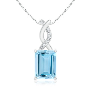 8x6mm AAAA Aquamarine Pendant with Diamond Entwined Bale in 9K White Gold