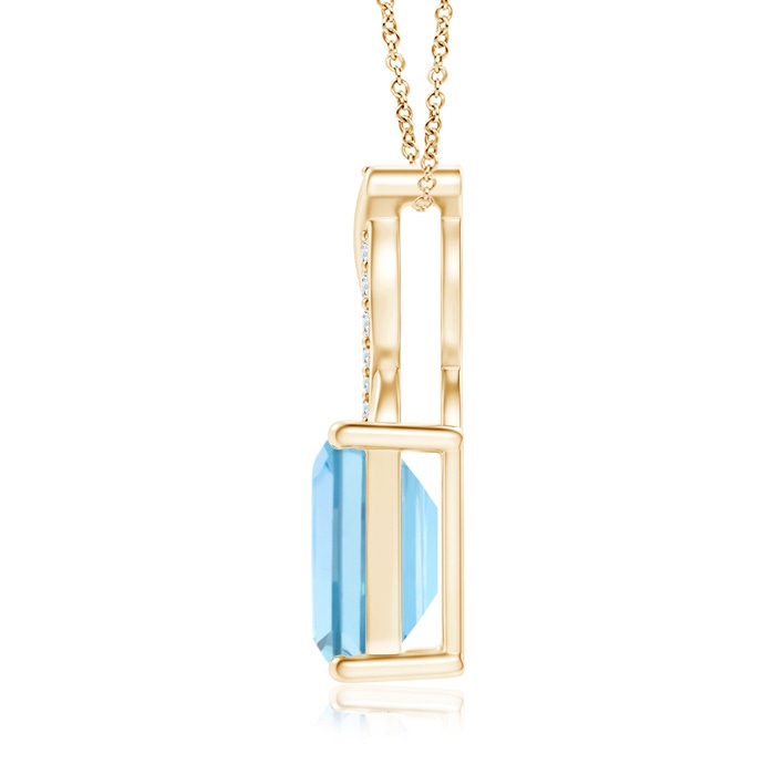 8x6mm AAAA Aquamarine Pendant with Diamond Entwined Bale in Yellow Gold product image