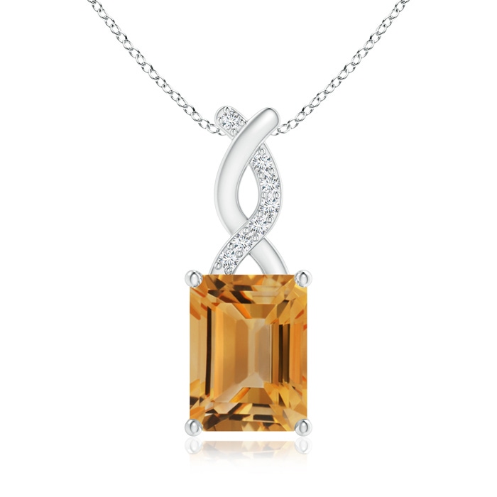 8x6mm A Citrine Pendant with Diamond Entwined Bale in S999 Silver 