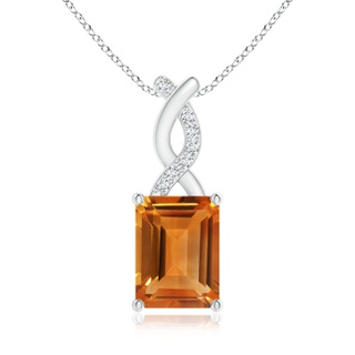 8x6mm AAA Citrine Pendant with Diamond Entwined Bale in S999 Silver