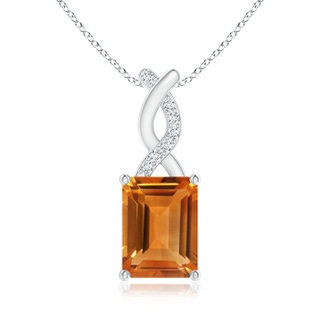 8x6mm AAA Citrine Pendant with Diamond Entwined Bale in White Gold
