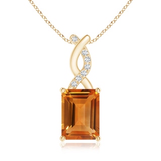 8x6mm AAA Citrine Pendant with Diamond Entwined Bale in Yellow Gold