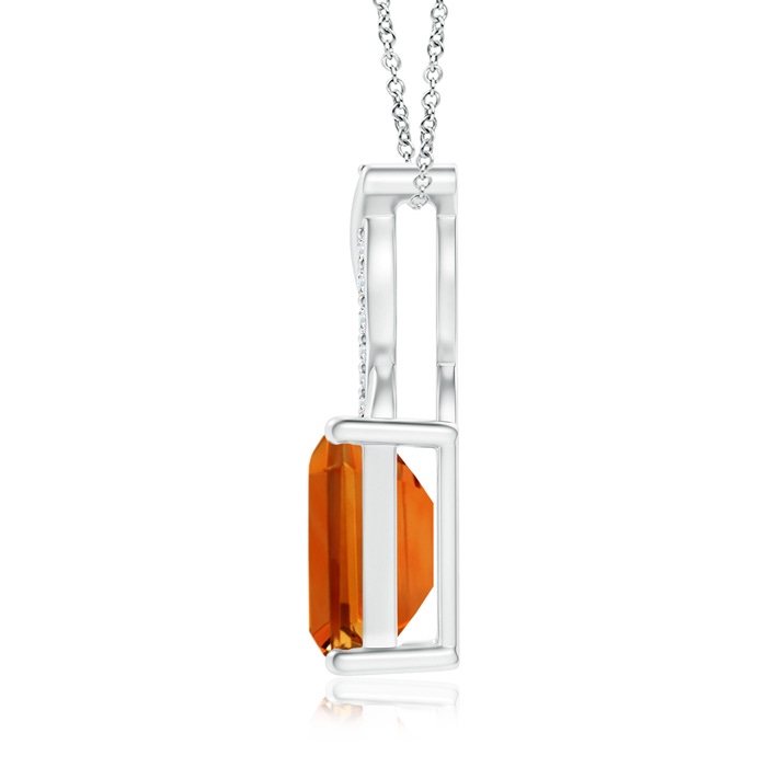 8x6mm AAAA Citrine Pendant with Diamond Entwined Bale in S999 Silver product image