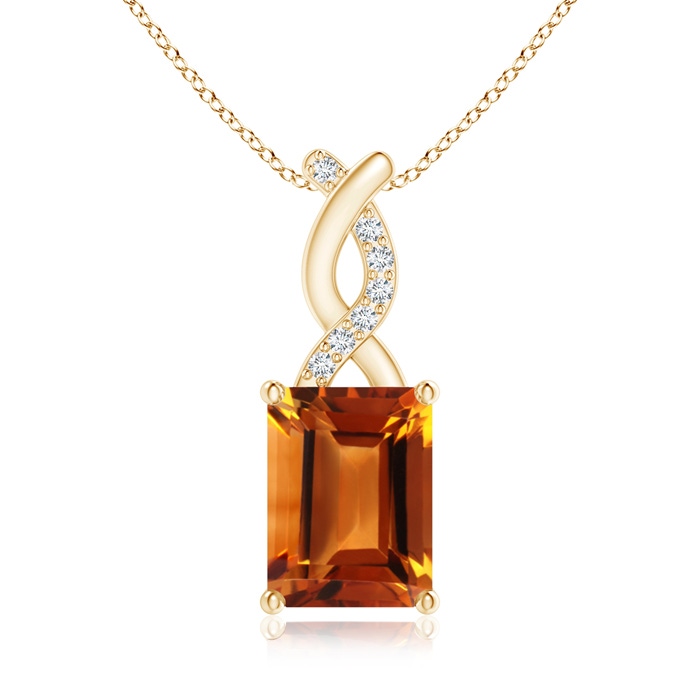 8x6mm AAAA Citrine Pendant with Diamond Entwined Bale in Yellow Gold